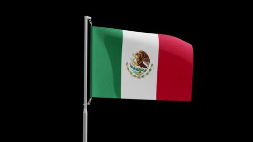 Waving Mexican Flag with Alpha Channel Loop