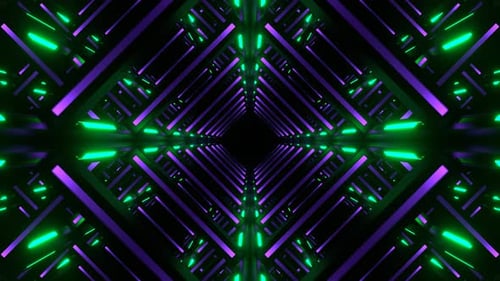 Purple And Turquoise Movement Through Neon Frame Background Vj Loop In 4K