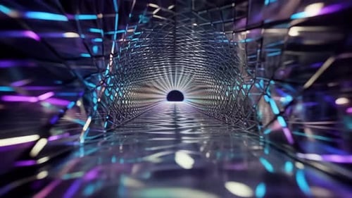 Futuristic Sci Fi Neon Tunnel Motion Loop