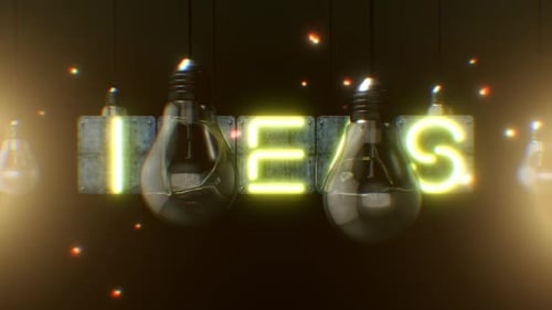 Ideas Neon Sign Reveal with Flickering Light Bulbs Animation