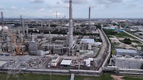 Industrial facility overview with advanced machinery and infrastructure in operation