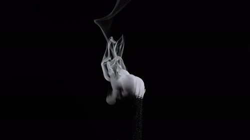 Abstract Smoke Slowly Rising from Black Cylinder in Darkness