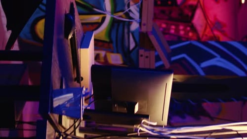 Vertical Video PC Hacking Software in Underground Base