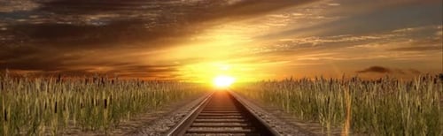 Railway Sunset Advancing 4k