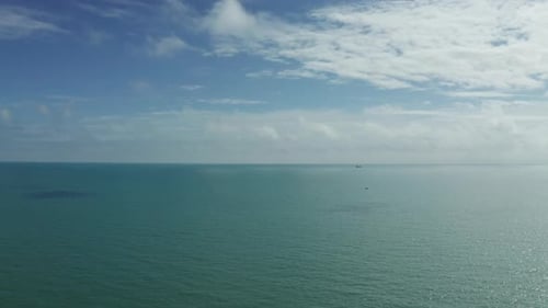 Aerial sea view, on a bright and sunny day. Shot on the south coast of England.