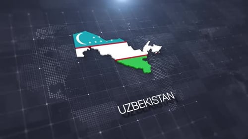 Uzbekistan Country Map Flag Title Reveal