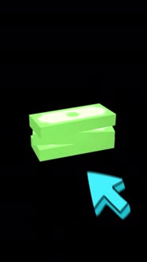 3D Financial Stack Of Money Icon Selection Animation On Alpha Channel Vertical Alpha