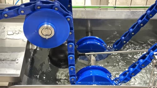 Industrial with Blue Rotating Parts in Water Cleaning