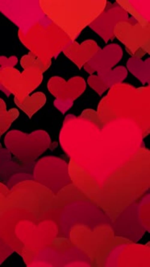 Red Hearts Falling Down And Bounce At Bottom For Valentins Day Background