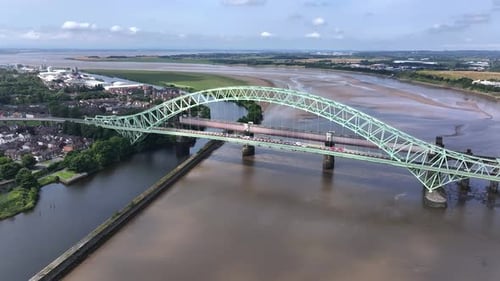 Iron Bridge and the River Mersey Aerial View