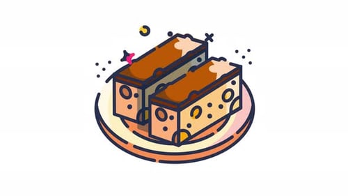 Animated Flat Design Dessert Slices Food Icon
