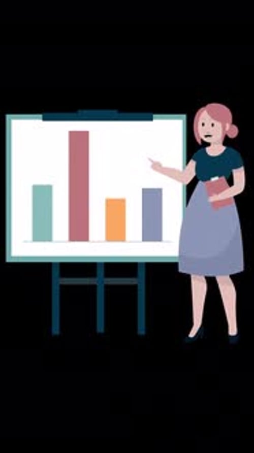 Successful Businesswoman Present Business Strategy On Flip Chart On Meeting Or Training On Vertical