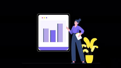 Arbeiterin analysiert digitale Daten Alpha-Kanal 4K