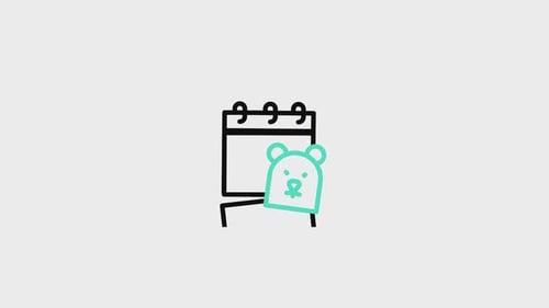 Minimalist Animated Calendar and Bear Icon Reveal