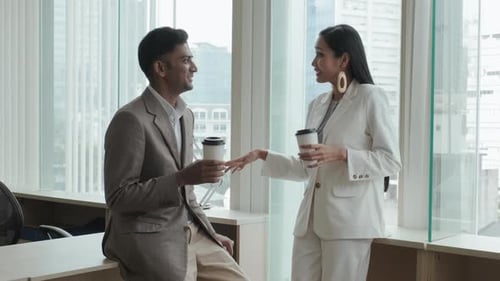 Office Workers Chatting on Coffee Break