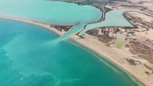 Aerial Drone View of Breathtaking Turquoise Coastline and Sandy Beach