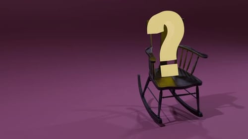 Animated 3D Golden Question Mark Rocking on Chair
