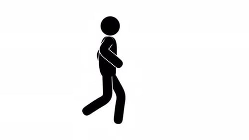 Walking icon man stumbles and falls somersaulting over his head