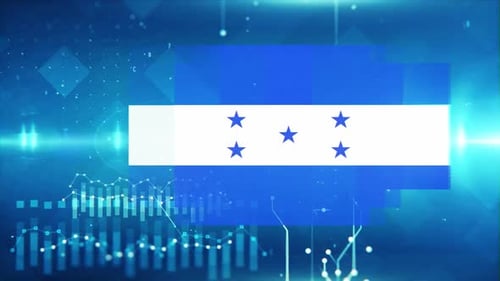 Honduras Flag On Economy Background And Graph