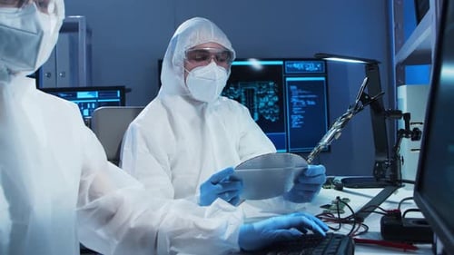 Group of Professional Engineer is Developing a Modern Microprocessor in a Futuristic Laboratory