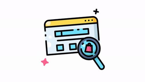 Animated Browser Window with Shopping Search Icon