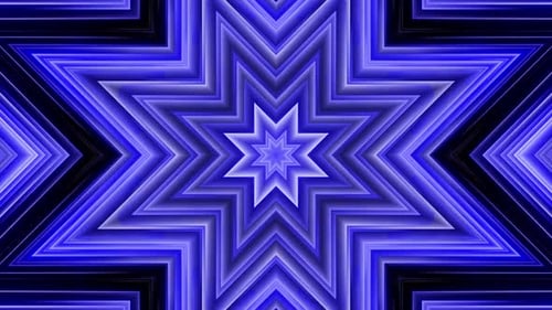 Abstract Blue Neon Star Kaleidoscope Background Loop