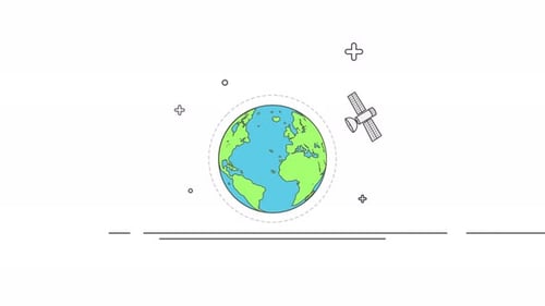 Earth and Satellite in Orbit 2D Motion Graphics Animation