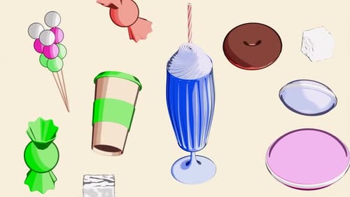 Colorful Sweets and Milkshake Illustration