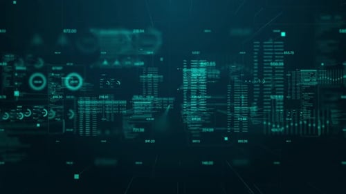 Futuristic Digital Data Stream HUD Loop Background