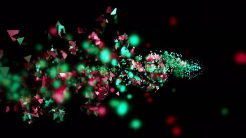 Colorful Shimmering Particles Move in Stream