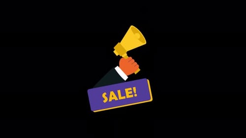 Animated Hand Holding Megaphone with Sale Text