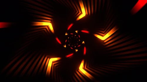 Red And Orange Hypnotic Spiral Neon Tunnel Background Vj Loop I 4K