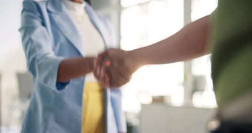 Handshake, team and hands of business people in office for meeting, agreement and partnership