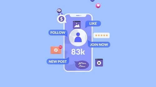 Social Media Growth Dashboard Animation With Smartphone
