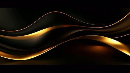Elegant Gold and Black Flowing Abstract Waves Background