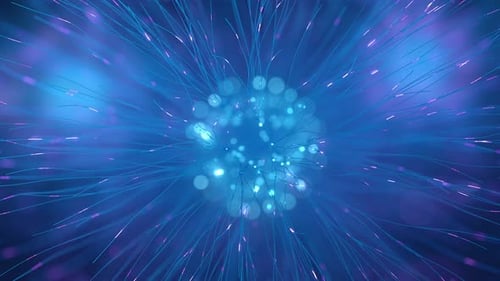 Abstract Blue and Purple Glowing Fiber Optic Lines Background