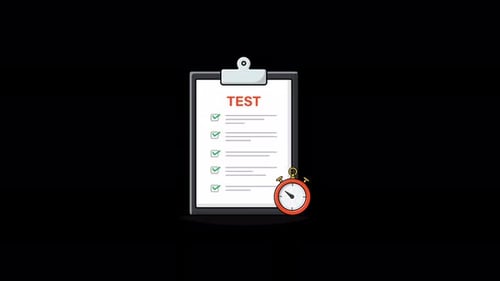 Animated Flat Design Test Checklist with Stopwatch