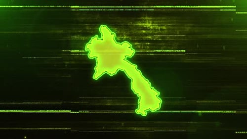 Digitale futuristische Glitch-Karte von Laos