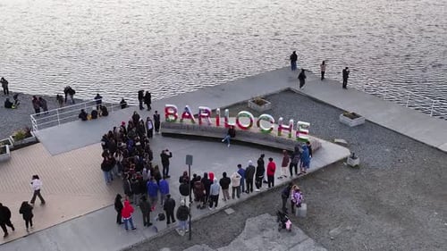 Bariloche Sign At Bariloche In Rio Negro Argentina. Sign Letters Landscape.