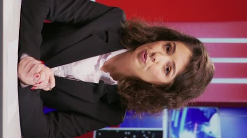Presentadora de Noticias de Vídeo Vertical habla sobre eventos mundiales