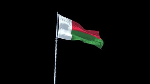 Madagascar National Flag Waving Animation