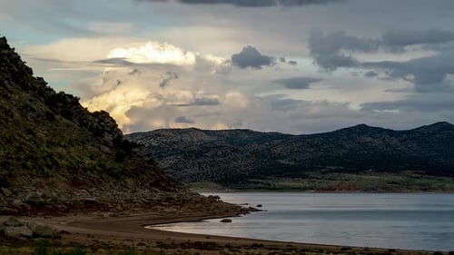 Timelapse of storm clouds building looking over Flaming Gorge