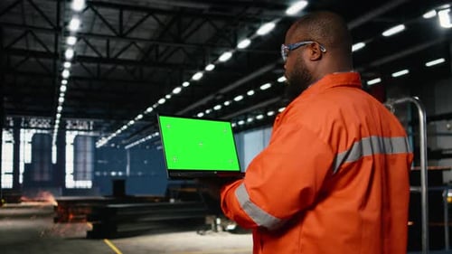 Isolated Mockup with Inspector in Industry Plant to Manage Steel Fabrication