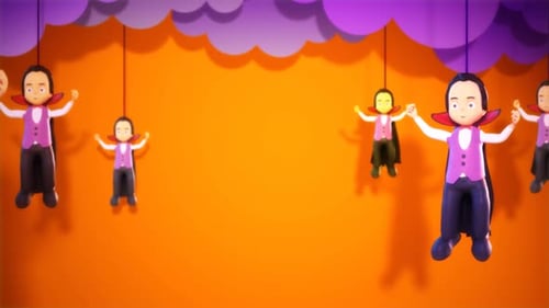 Seamless Loop of Cute Animated Vampire Characters for Halloween