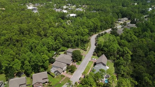 Neighborhood In Panama City Beach Florida In USA - Aerial Drone Shot