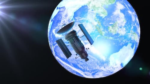 Global Satellite Deployment Animation over Rotating Earth