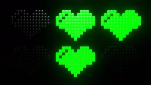Yellow And Green Pixel Hearts Strobe Flashing Background Vj Loop in 4K