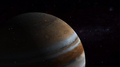 Rotierender 3D-realistischer Jupiterplanet im Weltraum