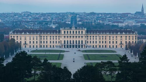 Accelerated Sunset Scenery at Schönbrunn Park Vienna Austria