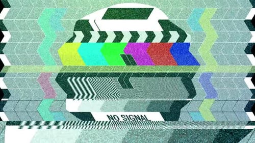 Glitch TV Test Pattern with Digital Distortion and Signal Noise